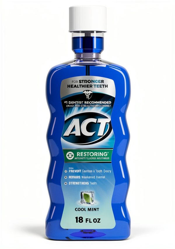 ACT Restoring Fluoride Mouthwash Cool Mint 18 oz Bottle-0