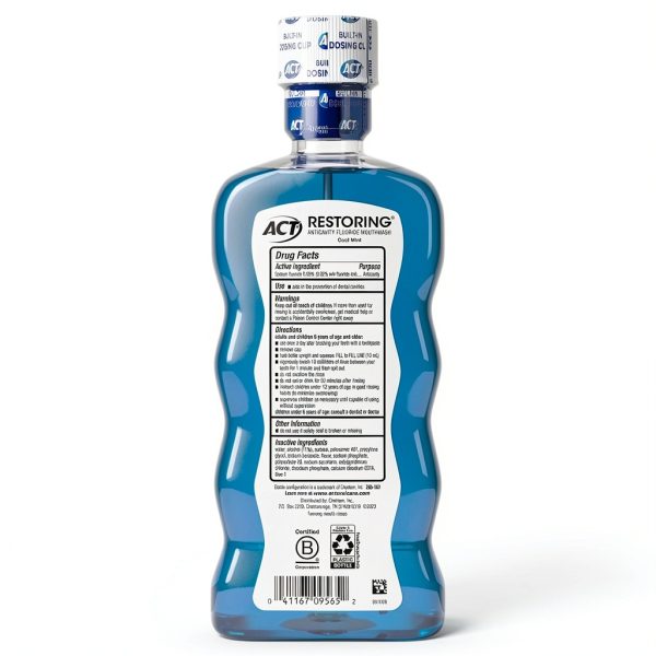 ACT Restoring Fluoride Mouthwash Cool Mint 18 oz Bottle-1