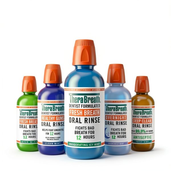 TheraBreath Fresh Breath Oral Rinse Icy Mint 1L Alcohol-Free ADA-6