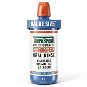 TheraBreath Fresh Breath Oral Rinse Icy Mint 1L Alcohol-Free ADA-0