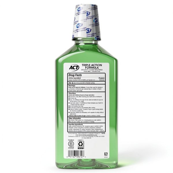 ACT Total Care Zero Alcohol Anticavity Fluoride Mouthwash 33.8 fl. oz. Fresh Mint-1