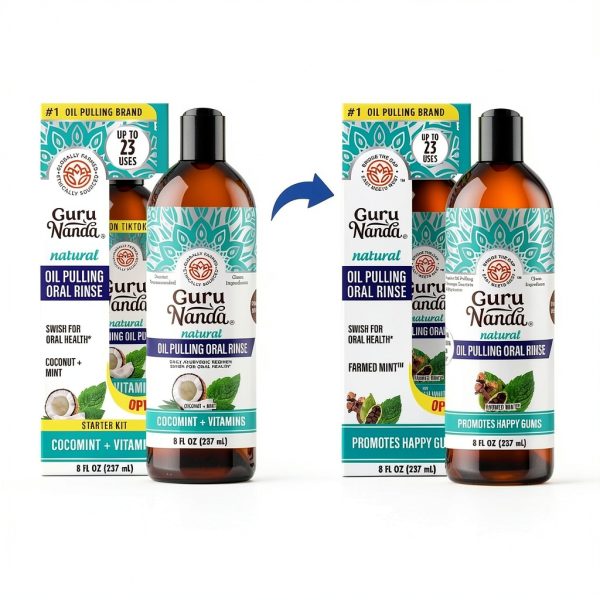 GuruNanda Oil Pulling Mouthwash 8 oz Alcohol-Free 7 Essential Oils-1