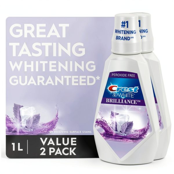 Crest Mouthwash 3D White Brilliance Alcohol Free Clean Mint 2x1L-9