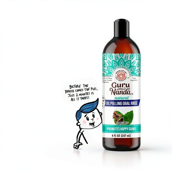 GuruNanda Oil Pulling Mouthwash 8 oz Alcohol-Free 7 Essential Oils-2