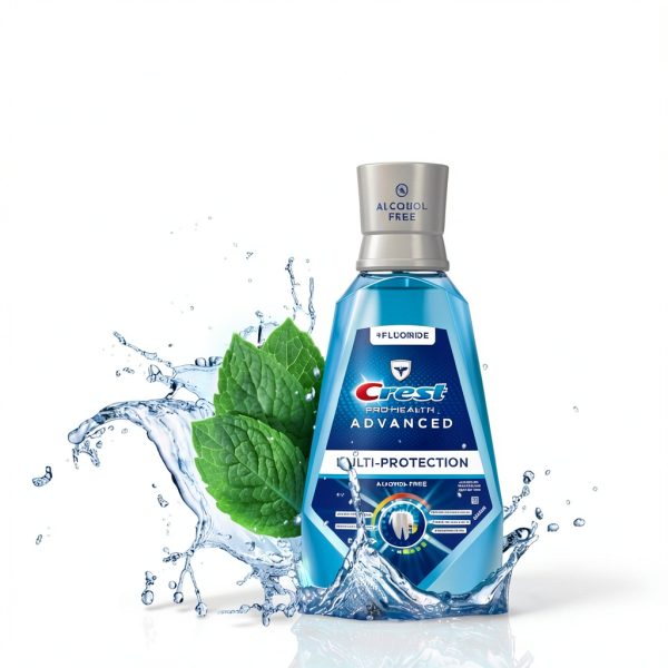 Crest Pro-Health Advanced Mouthwash, Alcohol Free, Multi-Protection, Fresh Mint, 1 L (33.8 fl oz), Pack of 2, Blue-3