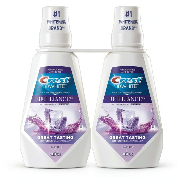 Crest Mouthwash 3D White Brilliance Alcohol Free Clean Mint 2x1L-0